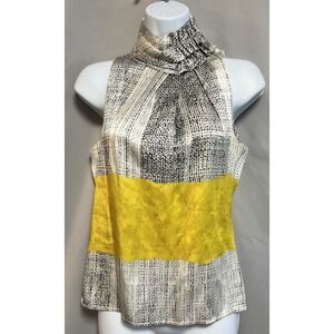 Etcétera Top Tank Turtle Neck‎ Sz 0 100% Silk Multicolor Women's